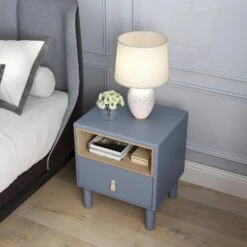Modern Nordic Style Wooden Bedside Table With Single Drawer: Compact And Stylish Side Table For The Bedroom In Black -FURITURE SALE SHOP blue tahanbath pantry organizers z w1781p148618 fa 1000