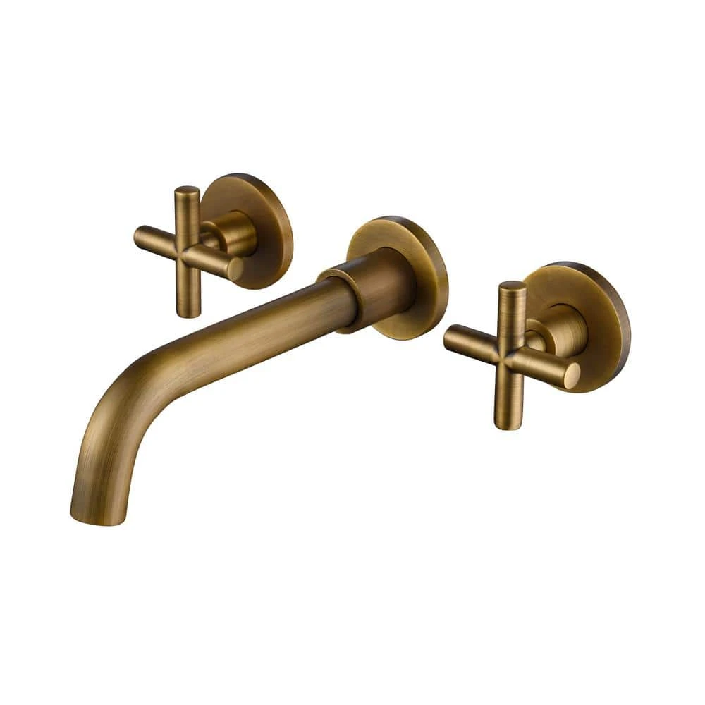 Double Handle Bathroom Faucet Wall Mounted Bathroom Sink Faucet In Bronze 1 Double Handle Bathroom Faucet Wall Mounted Bathroom Sink Faucet In Bronze