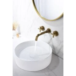 Titus Double Handle Wall Mounted Bathroom Faucet In Bronze 10 Titus Double Handle Wall Mounted Bathroom Faucet In Bronze -FURITURE SALE SHOP bronze tahanbath wall mounted faucets z w92850258 4f 1000