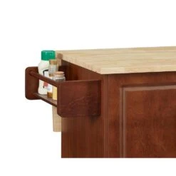 54 In. Portable Wooden Kitchen Cart-3 Drawers, Drop-Leaf Table, Spice/Towel Racks-Small Spaces In Brown -FURITURE SALE SHOP brown tahanbath kitchen carts z w1820138608 1f 1000