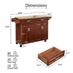 Mobile Kitchen Cart With 2-Drawers In Brown -FURITURE SALE SHOP brown tahanbath kitchen carts z w1820138610 4f 1000