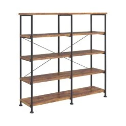 14.25 In. W X 60 In. D X 63 In. H Brown Wood Freestanding Linen Cabinet W/5-Shelves For Storage In Brown