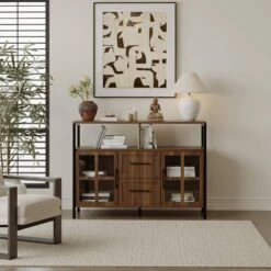 Living Room Shelves (2 Storage Areas, Box) Modern Kitchen, Wooden Storage, Corridor/Dining Room Glass Cabinets In Brown -FURITURE SALE SHOP brown tahanbath pantry organizers z w1983140130 44 1000