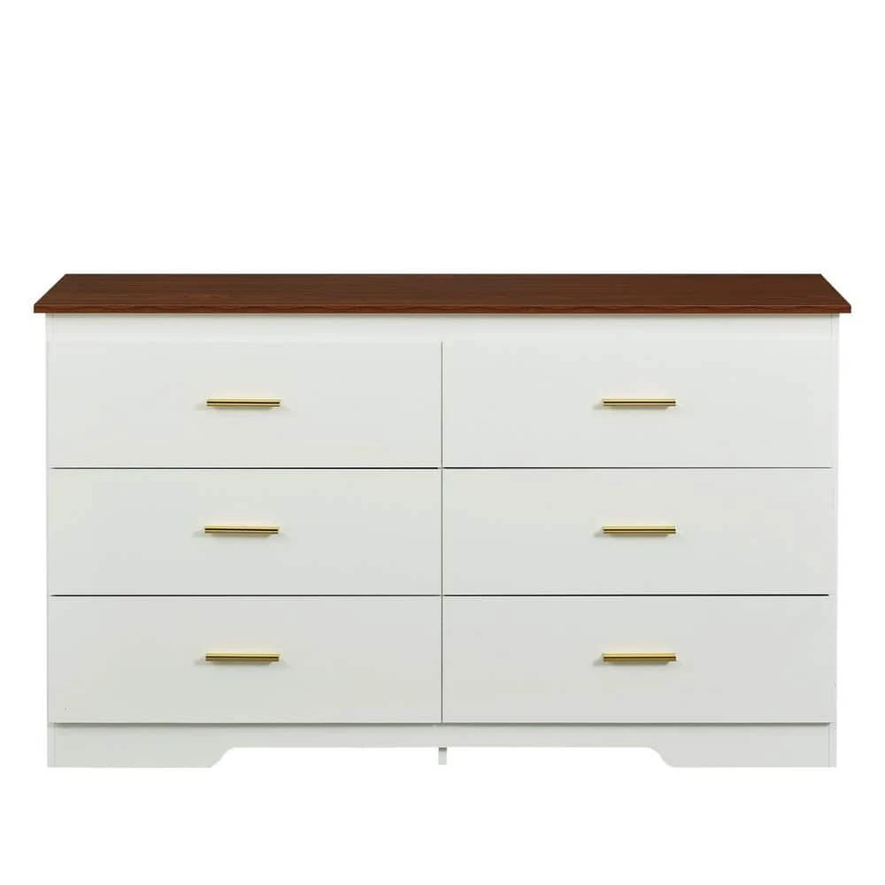 White And Brown Solid Storage Cabinet With Gold Handles: Drawer Dresser, Bar Cabinet, Buffet Server Console 1 White And Brown Solid Storage Cabinet With Gold Handles: Drawer Dresser, Bar Cabinet, Buffet Server Console