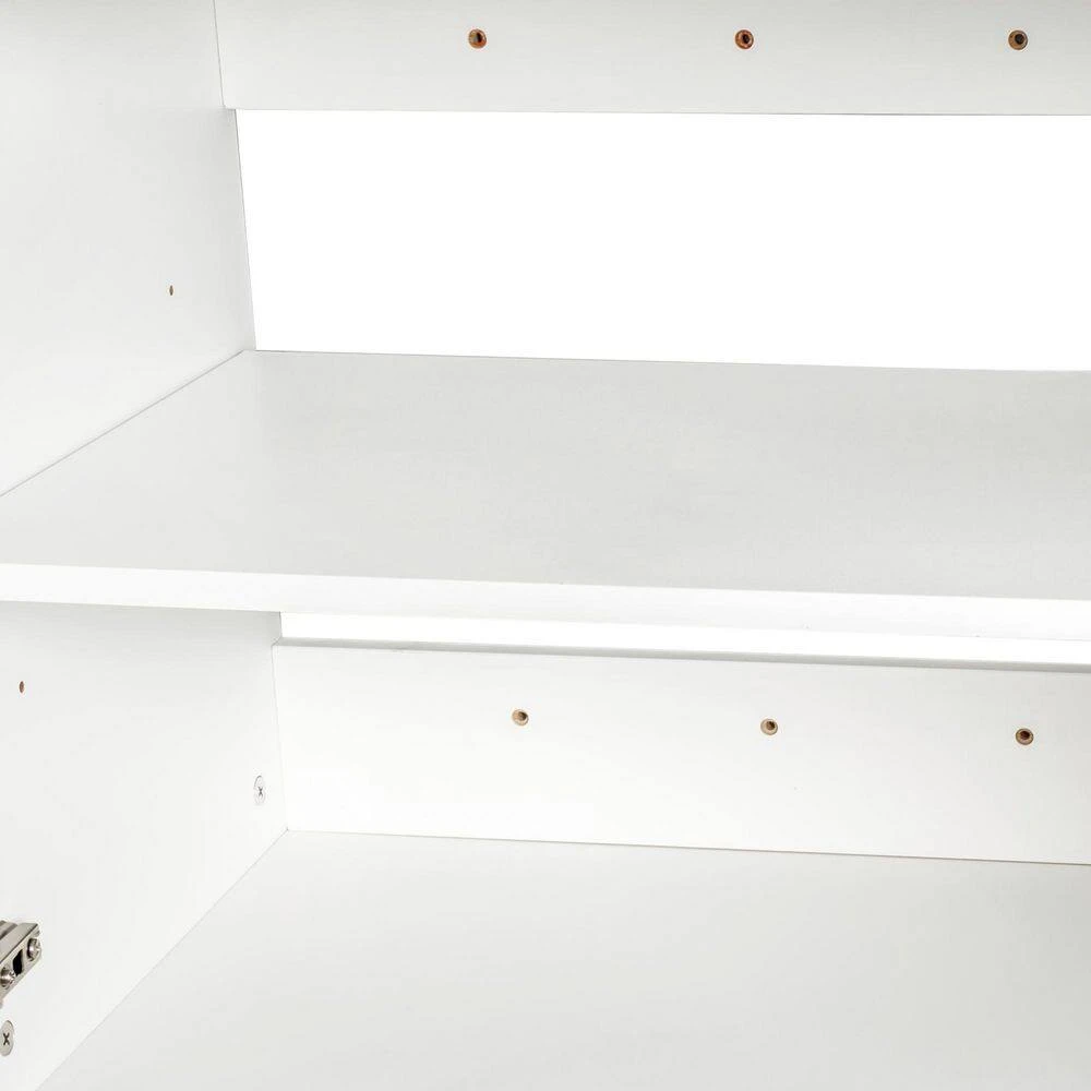 White And Brown Solid Storage Cabinet With Gold Handles: Drawer Dresser, Bar Cabinet, Buffet Server Console 2 White And Brown Solid Storage Cabinet With Gold Handles: Drawer Dresser, Bar Cabinet, Buffet Server Console - Image 2