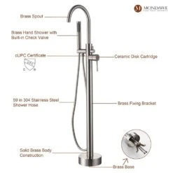 3-Handle Traditional Freestanding Bathtub Faucet(Brush Nickel) -FURITURE SALE SHOP brush nickel tahanbath claw foot tub faucets z s125c bn fa 1000