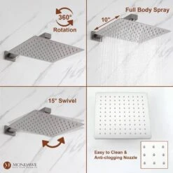 1-Spray 10 In. Ceiling Mount 1.8 GPM Dual Shower Head And Handheld Shower Head In Brushed N -FURITURE SALE SHOP brush nickel tahanbath dual shower heads z s0082c 10bn 76 1000