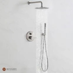 1-Spray 10 In. Ceiling Mount 1.8 GPM Dual Shower Head And Handheld Shower Head In Brushed Nickel -FURITURE SALE SHOP brush nickel tahanbath dual shower heads z s133a2c 10bn 44 1000