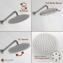 1-Spray 10 In. Ceiling Mount 1.8 GPM Dual Shower Head And Handheld Shower Head In Brushed Nickel -FURITURE SALE SHOP brush nickel tahanbath dual shower heads z s133a2c 10bn 76 1000
