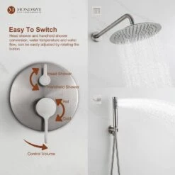 1-Spray 10 In. Ceiling Mount 1.8 GPM Dual Shower Head And Handheld Shower Head In Brushed Nickel -FURITURE SALE SHOP brush nickel tahanbath dual shower heads z s133a2c 10bn fa 1000