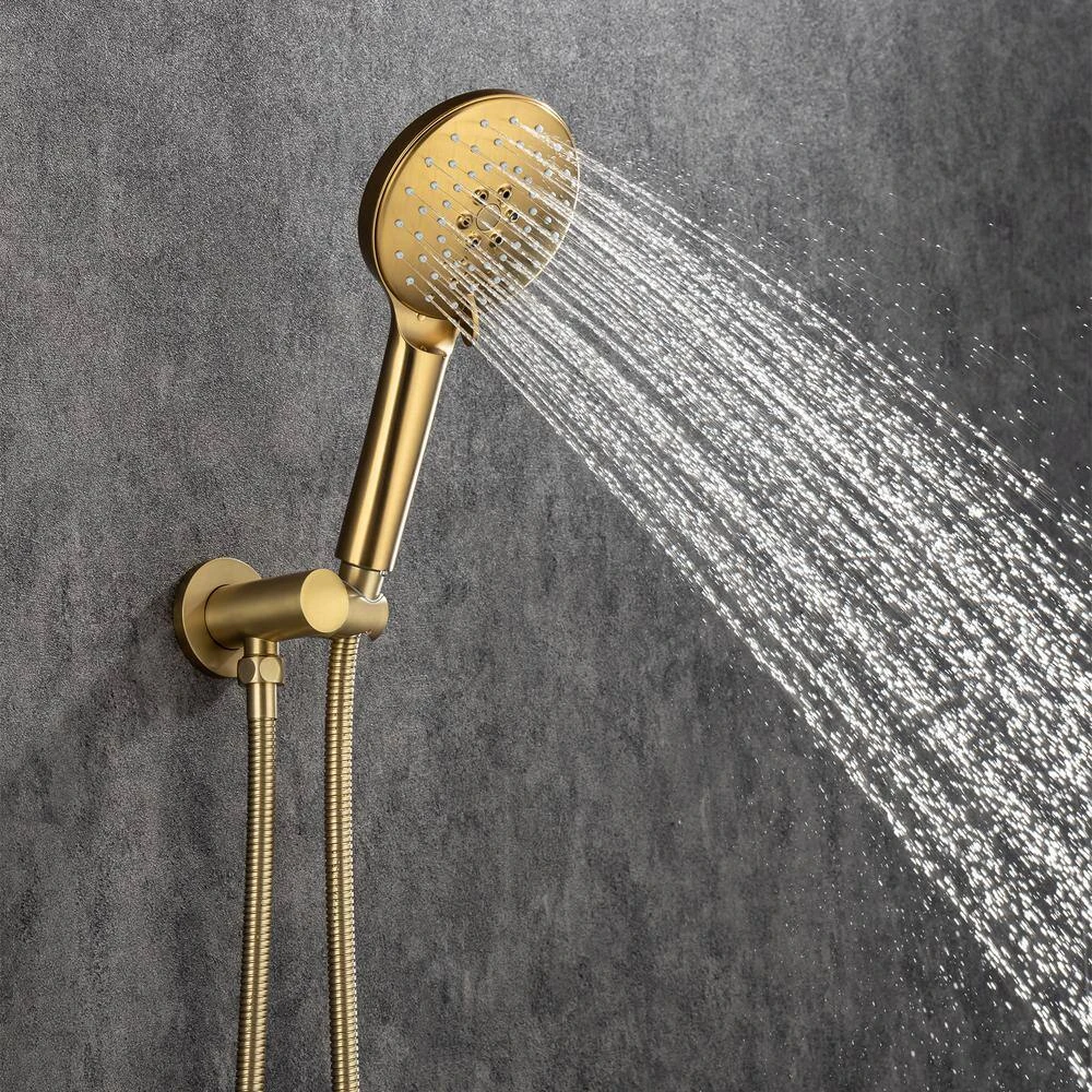Single Handle 3-Spray High Pressure Tub And Shower Faucet Combo With Tub Spout In Brushed Gold (Valve Included) 3 Single Handle 3-Spray High Pressure Tub And Shower Faucet Combo With Tub Spout In Brushed Gold (Valve Included) - Image 3