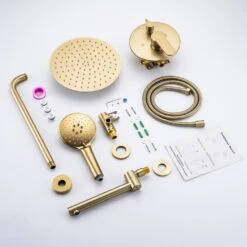 Single Handle 3-Spray High Pressure Tub And Shower Faucet Combo With Tub Spout In Brushed Gold (Valve Included) 19 Single Handle 3-Spray High Pressure Tub And Shower Faucet Combo With Tub Spout In Brushed Gold (Valve Included) -FURITURE SALE SHOP brushed gold bathtub shower faucet combos w1194 d96203lsj zq fa 1000