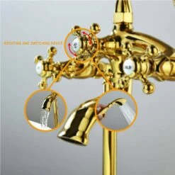 3-Handle Freestanding Swivel Spout Foot Tub Faucet With Hand Shower In Brushed Gold 15 3-Handle Freestanding Swivel Spout Foot Tub Faucet With Hand Shower In Brushed Gold -FURITURE SALE SHOP brushed gold claw foot tub faucets q ybs 7001y bg fa 1000