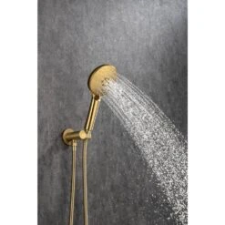 3-Spray Patterns With 2.5 GPM 10 In. Wall Mount Shower System Set Dual Shower Heads With Handheld Spray In Brushed Gold -FURITURE SALE SHOP brushed gold dual shower heads w1194 d96202lsj zq 76 1000