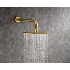 3-Spray Patterns With 2.5 GPM 10 In. Wall Mount Shower System Set Dual Shower Heads With Handheld Spray In Brushed Gold -FURITURE SALE SHOP brushed gold dual shower heads w1194 d96202lsj zq fa 1000