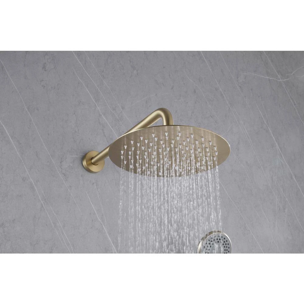 1-Spray Dual Wall Mounted Fixed And Handheld Shower Head 2.5 GPM Rain Shower Faucet In Brushed Gold 3 1-Spray Dual Wall Mounted Fixed And Handheld Shower Head 2.5 GPM Rain Shower Faucet In Brushed Gold - Image 3