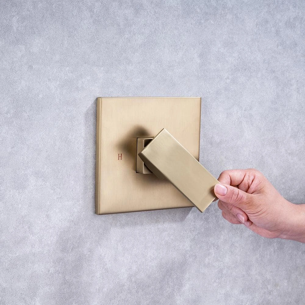 1-Spray Patterns With 2.5 GPM 10 In. Wall Mount Rain Fixed Shower Head In Brushed Gold (Valve Included) 3 1-Spray Patterns With 2.5 GPM 10 In. Wall Mount Rain Fixed Shower Head In Brushed Gold (Valve Included) - Image 3