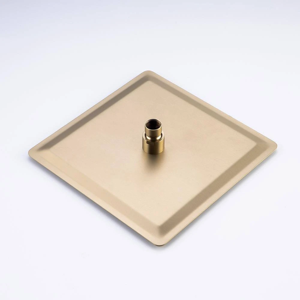 1-Spray Patterns With 2.5 GPM 10 In. Wall Mount Rain Fixed Shower Head In Brushed Gold (Valve Included) 7 1-Spray Patterns With 2.5 GPM 10 In. Wall Mount Rain Fixed Shower Head In Brushed Gold (Valve Included) - Image 7