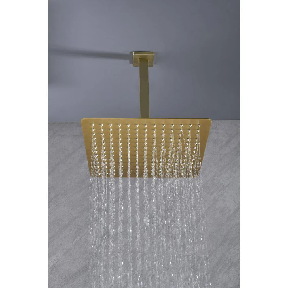 1-Spray Patterns With 2.5 GPM 12 In. Ceiling Mount Rain Fixed Shower Head In Brushed Gold 8 1-Spray Patterns With 2.5 GPM 12 In. Ceiling Mount Rain Fixed Shower Head In Brushed Gold - Image 8