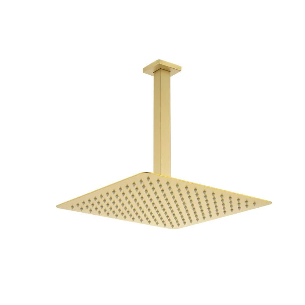 1-Spray Patterns With 2.5 GPM 12 In. Ceiling Mount Rain Fixed Shower Head In Brushed Gold 1 1-Spray Patterns With 2.5 GPM 12 In. Ceiling Mount Rain Fixed Shower Head In Brushed Gold