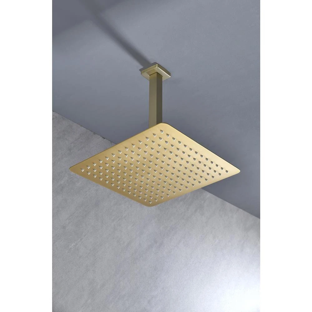1-Spray Patterns With 2.5 GPM 12 In. Ceiling Mount Rain Fixed Shower Head In Brushed Gold 6 1-Spray Patterns With 2.5 GPM 12 In. Ceiling Mount Rain Fixed Shower Head In Brushed Gold - Image 6