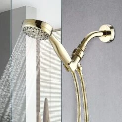 5-Spray Settings Wall Mount Handheld Shower Head 2.5 GPM Luxury In Brushed Gold -FURITURE SALE SHOP brushed gold handheld shower heads x w1219 w91505 1f 1000