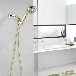 5-Spray Settings Wall Mount Handheld Shower Head 2.5 GPM Luxury In Brushed Gold -FURITURE SALE SHOP brushed gold handheld shower heads x w1219 w91505 31 1000