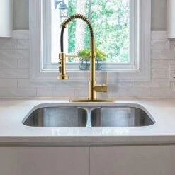 Single Handle Deck Mount Pull Down Sprayer Kitchen Faucet In Brushed Gold -FURITURE SALE SHOP brushed gold pull down kitchen faucets q xy 289ng 1p 31 1000