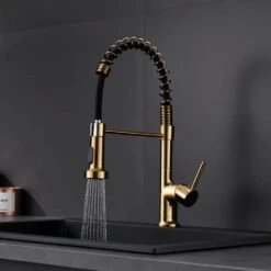 Decor Single Handle Single Hole Brass Pull Down Sprayer Kitchen Faucet In Brushed Gold -FURITURE SALE SHOP brushed gold pull down kitchen faucets x xy 1135 33gb 1p 70us 4f 1000