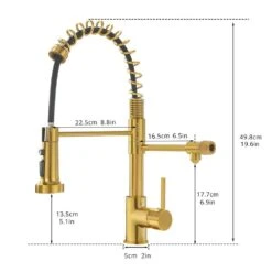 Single Handle Pull-Down Sprayer Kitchen Faucet 3 Way Without Deck Plate In Brushed Gold -FURITURE SALE SHOP brushed gold pull down kitchen faucets x xy 1223 33ng 2p us 44 1000