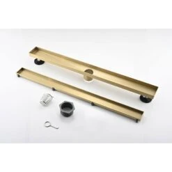 30 Inches Linear Shower Drain, Included Hair Strainer And Leveling Feet -FURITURE SALE SHOP brushed gold shower drains z w928p199143 1f 1000
