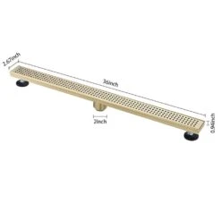 36 Inches Linear Shower Drain With Removable Quadrato Pattern Grate, Included Hair Strainer And Leveling Feet 13 36 Inches Linear Shower Drain With Removable Quadrato Pattern Grate, Included Hair Strainer And Leveling Feet -FURITURE SALE SHOP brushed gold shower drains z w928p199320 fa 1000