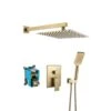 Single-Handle 3-Spray Patterns Anti-scald Shower Fixtures With Rough-In Pressure Balanced Valve In Brushed Gold