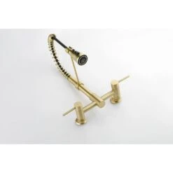 2 Handle Bridge Kitchen Faucet In Brushed Gold -FURITURE SALE SHOP brushed gold tahanbath bridge kitchen faucets z w2287p167938 76 1000