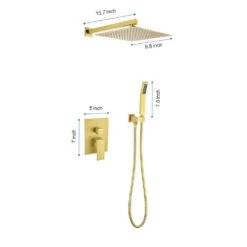 1-Spray 10 In. Rain Shower Head Dual Systems Wall Mounted Shower 2.5 GPM In Brushed Gold -FURITURE SALE SHOP brushed gold tahanbath dual shower heads y w2287 140903 76 1000