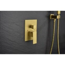 1-Spray 10 In. Rain Shower Head Dual Systems Wall Mounted Shower 2.5 GPM In Brushed Gold -FURITURE SALE SHOP brushed gold tahanbath dual shower heads y w2287 140903 fa 1000