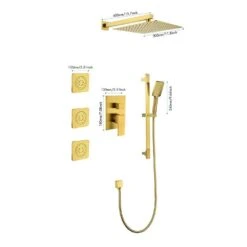 1-Spray Shower System 2.5 GPM With Dual Shower Head, Hand Shower, Slide Bar, Bodysprays, Shower Arm, Hose, Valve Trim -FURITURE SALE SHOP brushed gold tahanbath dual shower heads y w2287 141342 44 1000
