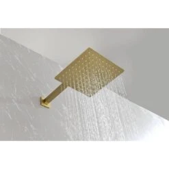 1-Spray Patterns Shower Head With Dual Wall Mount 1.5 GPM In Brushed Gold -FURITURE SALE SHOP brushed gold tahanbath dual shower heads y w928115309 44 1000