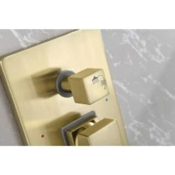 1-Spray Patterns Shower Head With Dual Wall Mount 1.5 GPM In Brushed Gold -FURITURE SALE SHOP brushed gold tahanbath dual shower heads y w928115309 4f 1000