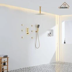 3-Spray Patterns Ceiling Mount Dual Handheld Shower Head 1.8 GPM In Brushed Gold 16 3-Spray Patterns Ceiling Mount Dual Handheld Shower Head 1.8 GPM In Brushed Gold -FURITURE SALE SHOP brushed gold tahanbath dual shower heads z 102009lk 3 44 1000