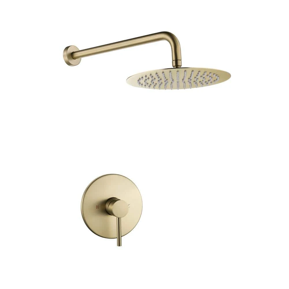 1-Spray Patterns With 1.5 GPM 10 In. Wall Mount Rain Fixed Shower Head In Brushed Gold 1 1-Spray Patterns With 1.5 GPM 10 In. Wall Mount Rain Fixed Shower Head In Brushed Gold