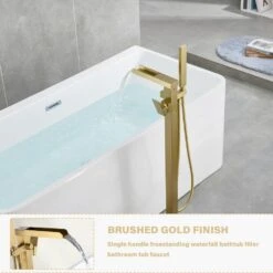 Single-Handle 2-Spray Freestanding Rectangle Handheld Shower Head 2.5 GPM In Brushed Gold -FURITURE SALE SHOP brushed gold tahanbath handheld shower heads z k928 84291 1f 1000