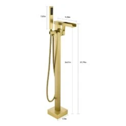 Single-Handle 2-Spray Freestanding Rectangle Handheld Shower Head 2.5 GPM In Brushed Gold -FURITURE SALE SHOP brushed gold tahanbath handheld shower heads z k928 84291 c3 1000