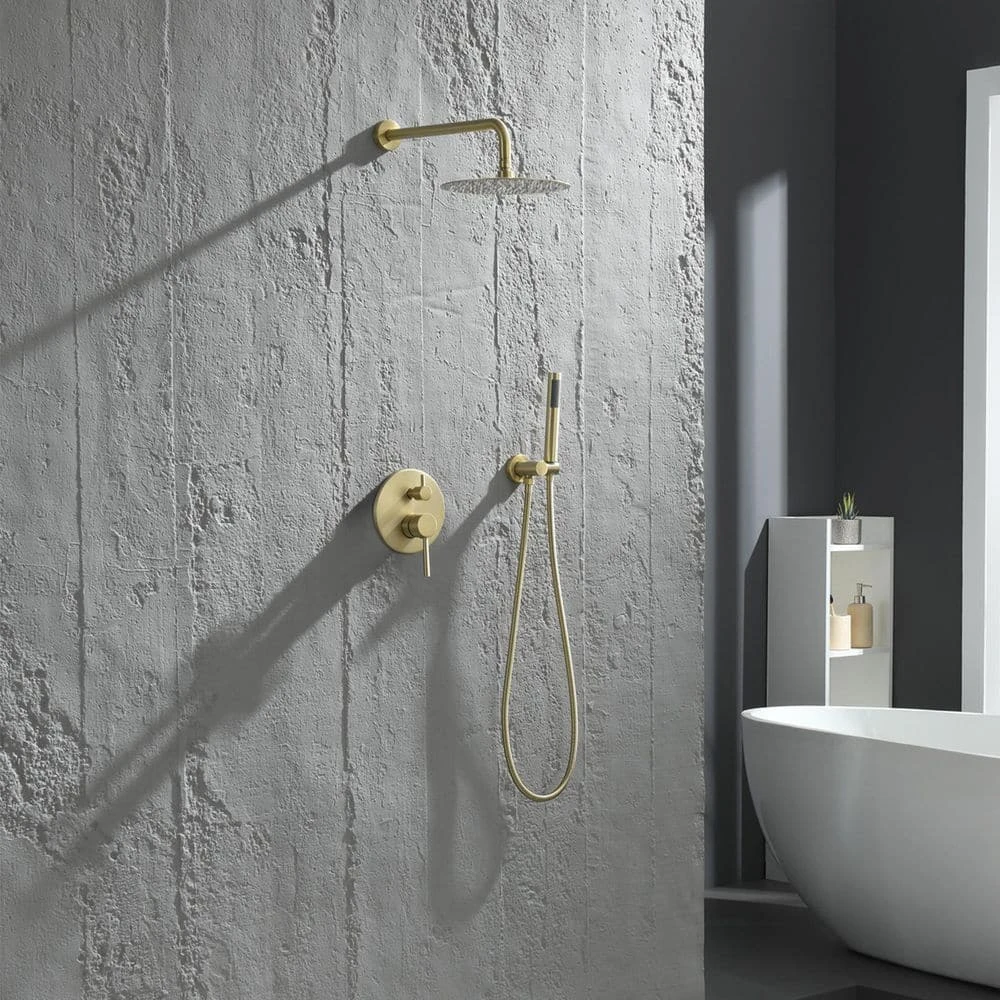 2-Spray Patterns Wall Mounted Handheld Shower Head 1.5 GPM In Brushed Gold 2 2-Spray Patterns Wall Mounted Handheld Shower Head 1.5 GPM In Brushed Gold - Image 2