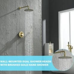 2-Spray Patterns Wall Mounted Handheld Shower Head 1.5 GPM In Brushed Gold 15 2-Spray Patterns Wall Mounted Handheld Shower Head 1.5 GPM In Brushed Gold -FURITURE SALE SHOP brushed gold tahanbath handheld shower heads z w1272 101888 1f 1000