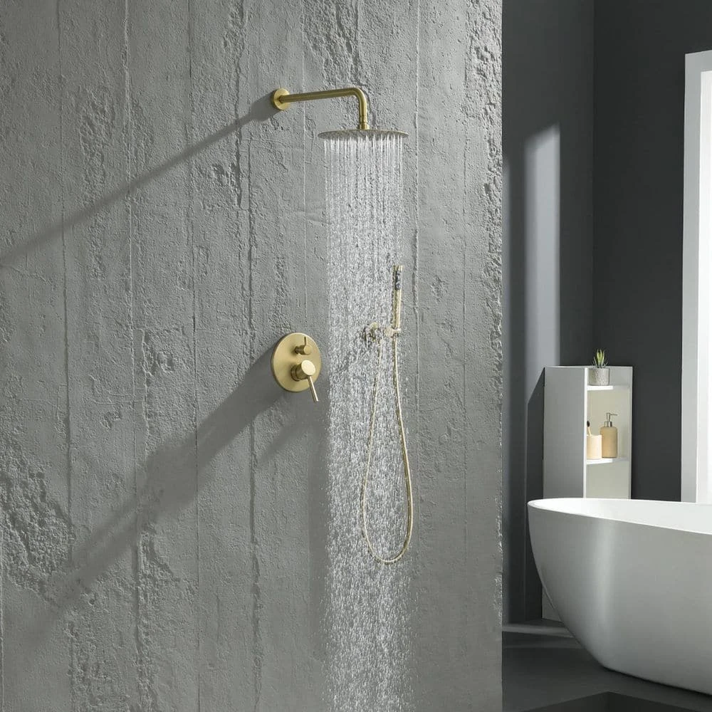 2-Spray Patterns Wall Mounted Handheld Shower Head 1.5 GPM In Brushed Gold 10 2-Spray Patterns Wall Mounted Handheld Shower Head 1.5 GPM In Brushed Gold - Image 10