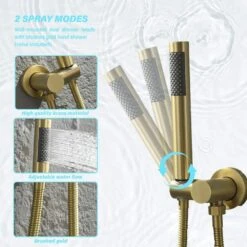 2-Spray Patterns Wall Mounted Handheld Shower Head 1.5 GPM In Brushed Gold 16 2-Spray Patterns Wall Mounted Handheld Shower Head 1.5 GPM In Brushed Gold -FURITURE SALE SHOP brushed gold tahanbath handheld shower heads z w1272 101888 44 1000