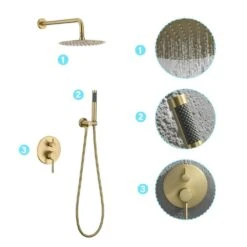 2-Spray Patterns Wall Mounted Handheld Shower Head 1.5 GPM In Brushed Gold 14 2-Spray Patterns Wall Mounted Handheld Shower Head 1.5 GPM In Brushed Gold -FURITURE SALE SHOP brushed gold tahanbath handheld shower heads z w1272 101888 4f 1000