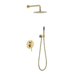 2-Spray Patterns Wall Mounted Handheld Shower Head 1.5 GPM In Brushed Gold
