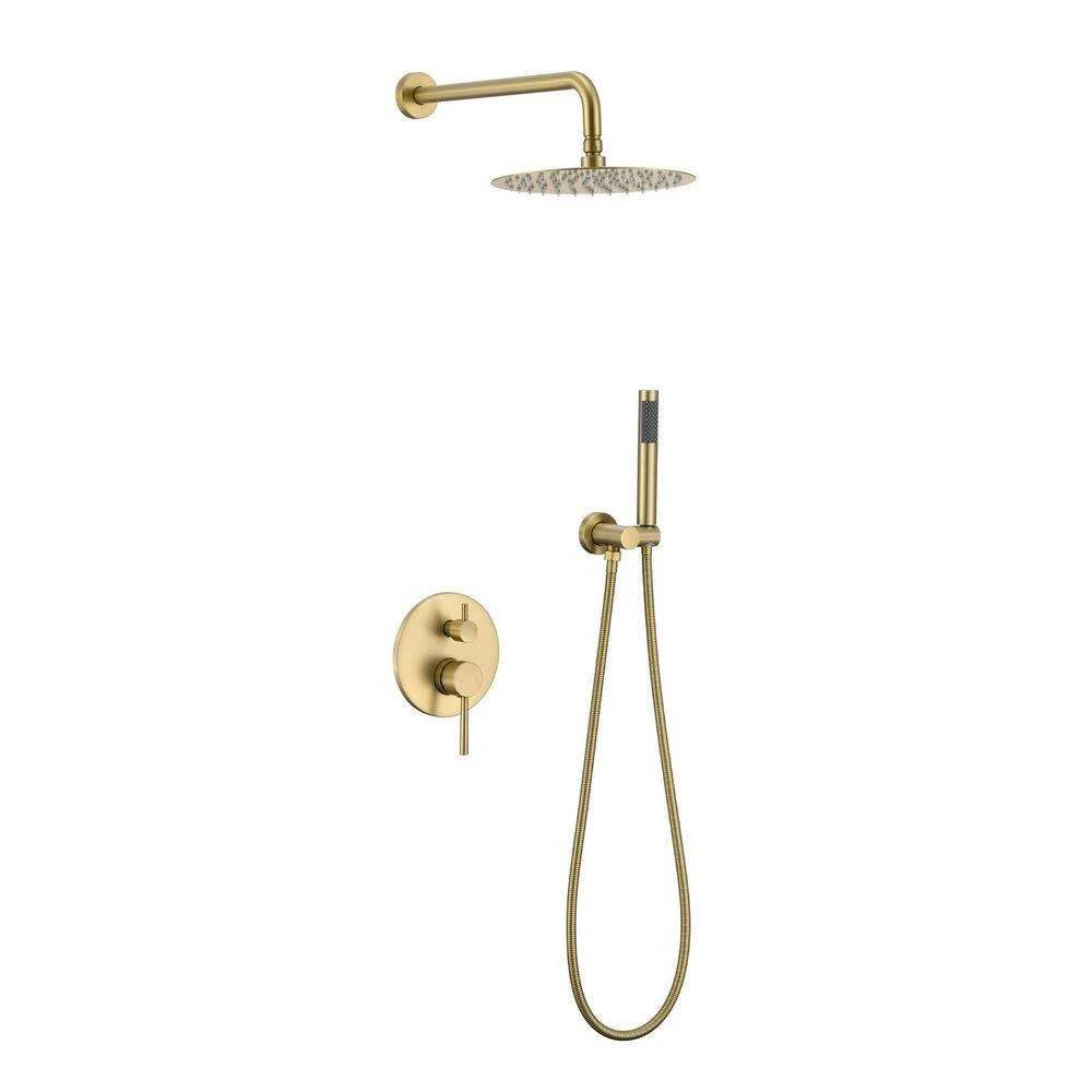 2-Spray Patterns Wall Mounted Handheld Shower Head 1.5 GPM In Brushed Gold 1 2-Spray Patterns Wall Mounted Handheld Shower Head 1.5 GPM In Brushed Gold